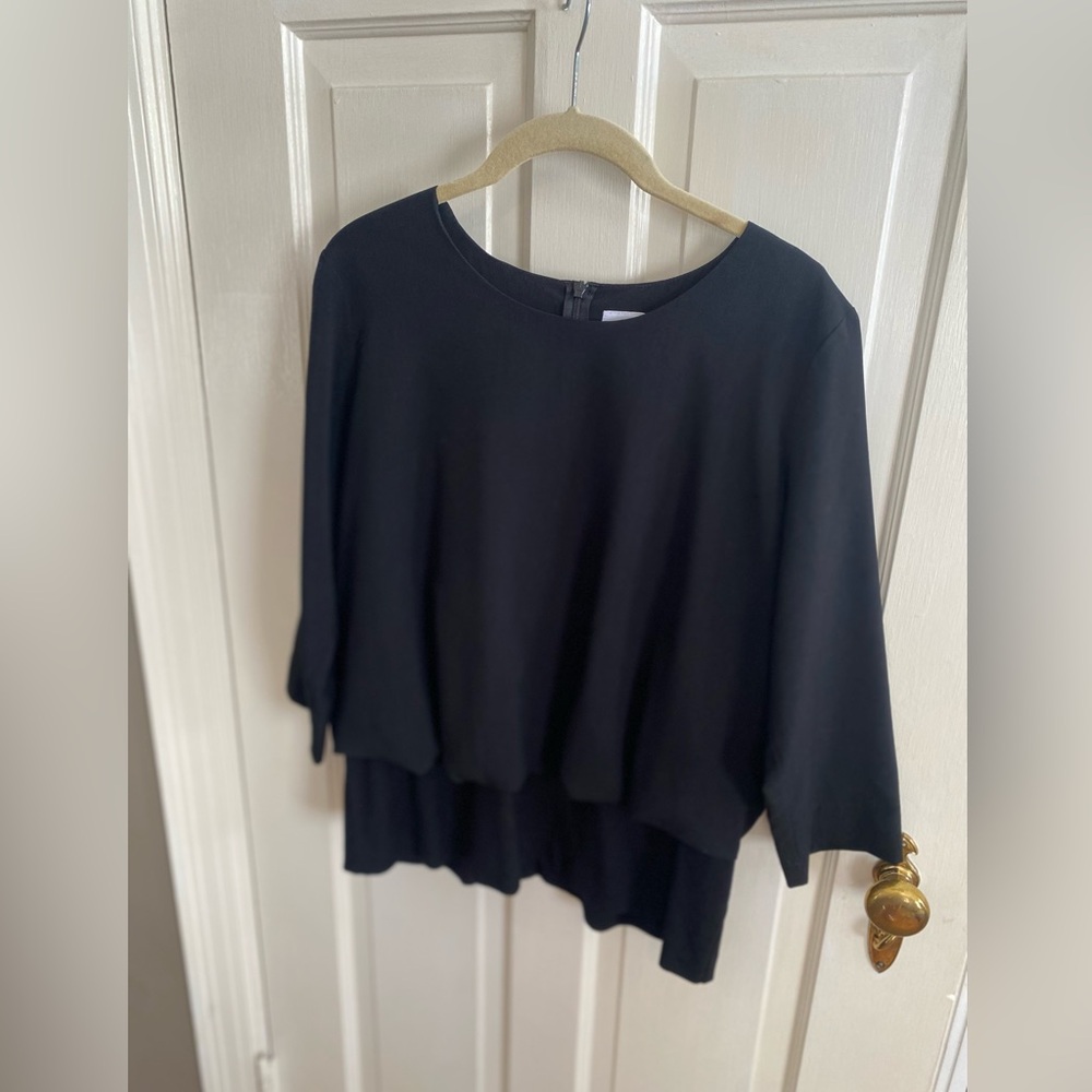 Cabi Black Layered Blouse Size M Elegant Career Minimalist Top